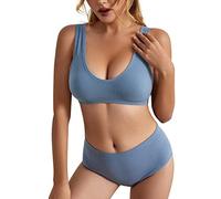 Rpporm Damen BH Ohne BüGel Crop Tank Top Unterhosen Set Weich Gepolstert Bralette Unterwäsche Frauen Stretch Panties Bustier BH für Alltag Yoga Fitness