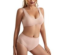 Rpporm Damen BH Ohne BüGel Crop Tank Top Unterhosen Set Weich Gepolstert Bralette Unterwäsche Frauen Stretch Panties Bustier BH für Alltag Yoga Fitness
