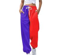 Rpporm Damen Kleider Sommer Sale, Jogginghose Damen Baumwolle, Damen Jogginghose Zweifarbige Hose Freizeithose Hohe Taille Sporthose Trainingshose Sweatpants Baggy Sweathose Sportbekleidung Für Damen