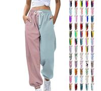 Rpporm Festival Must Haves, Baggy Hose Damen, Damen Jogginghose Zweifarbige Hose Freizeithose Hohe Taille Sporthose Trainingshose Sweatpants Baggy Sweathose Sommerhose Damen Leicht Lang