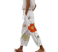 Rpporm Ice Silk Hosen Damen, Black-Friday-Angebote 7/8 Leinenhose Damen Sommer Leicht Stoffhose Lockere Sommerhose Lässig Strandhose Mit Taschen Haremshose Aus Viskose Baggy Jeans Damen Y2K