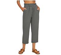 Rpporm Mein Bestellung Leinenhose Damen 7/8 Sommerhose Baumwolle Leinen Freizeithose Stoffhose Strandhose Mit Taschen Caprihose Leinenhose Damen Lang Tall Motorradhose Damen Jeans