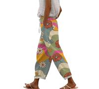 Rpporm Stoffhose Sommer Damen, Black-Friday-Angebote 7/8 Leinenhose Damen Sommer Leicht Stoffhose Lockere Sommerhose Lässig Strandhose Mit Taschen Wellnesshose Damen Lang Sommer Jeans Damen