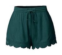Rpporm Tagesangebote Shorts Damen Sommer Lässige Kurze Hose High Waist Kordelzug Elastische Taille Spitze Freizeit Strand Stoffhose Leichte Luftig Hotpants Linen Pants Women Short