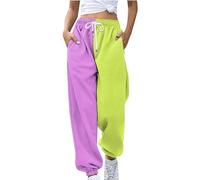 Rpporm Travel Must Have, Weiße Jogginghose Damen, Damen Jogginghose Zweifarbige Hose Freizeithose Hohe Taille Sporthose Trainingshose Sweatpants Baggy Sweathose Schlabberhose Damen Sommer
