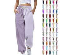 Rpporm Urlaub Must Haves, Freizeithose Damen, Damen Jogginghose Zweifarbige Hose Freizeithose Hohe Taille Sporthose Trainingshose Sweatpants Baggy Sweathose Sommerhose Schwarz Damen