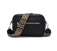 RQJZ 25x20cm Umhängetasche Damen Klein Crossbody Bag Stylish Vegan Leder Schultertaschen Hobo bag Handtasche mit Breitem Gurt für Alltag Schwarz