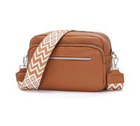 RQJZ 25x20cm Umhängetasche Damen Klein Crossbody Bag Stylish Vegan Leder Schultertaschen Hobo bag Handtasche mit Breitem Gurt für Alltag Braun