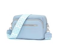 RQJZ 25x20cm Umhängetasche Damen Klein Crossbody Bag Stylish Vegan Leder Schultertaschen Hobo bag Handtasche mit Breitem Gurt für Alltag Blau