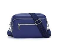 RQJZ 26x18cm Damen Umhängetasche Klein mit Breitem Gurt Stylish Crossbody bag Vegan Leder Verstellbare Schultertasche Hobo Handtasche für Alltag & Reisen Dunkelblau