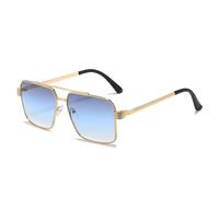 RRNTTTM Sonnenbrille mit Rahmen für Herren, Retro-Metall, modische Sonnenbrille, UV400 (Gold, Farbverlauf Blau)