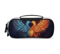 Rrtsmsgh Fire and Water Phoenix Federmäppchen, großes Fassungsvermögen, kleine Make-up-Tasche aus PU-Leder mit Reißverschluss und Griff, tragbares Federmäppchen für Büro, Kosmetikaufbewahrung