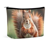 Rrtsmsgh Kosmetiktasche mit Eichhörnchen, lustige Tier-Make-up-Tasche für Damen, tragbare Reise-Kulturbeutel, PU-Leder, Kosmetiktasche mit Reißverschluss