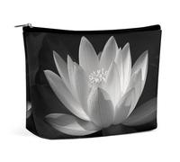 Rrtsmsgh Make-up-Tasche für Damen, tragbar, Reise-Kulturbeutel, PU-Leder, Kosmetiktasche mit Reißverschluss, Schwarz und Weiß