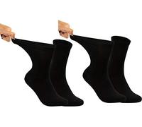RS. Harmony Gesundheitssocken aus Bambus, extra weiter Bund, venenfreundlich für Diabetiker und Wasserbeine geeignet, ohne Gummi im Schaft, Farbe schwarz, 2 Paar, Größe 39-42