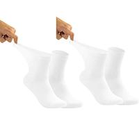 RS. Harmony Gesundheitssocken, extra extrem weiter Bund, venenfreundlich für Diabetiker und Wasserbeine geeignet, ohne Gummi im Schaft für Damen und Herren, weiß, 2 Paar, Größe 43-46