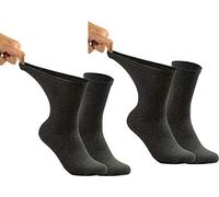 RS. Harmony Gesundheitssocken, extra extrem weiter Bund, venenfreundlich für Diabetiker und Wasserbeine geeignet, ohne Gummi im Schaft für Damen und Herren, anthrazit, 2 Paar, Größe 39-42