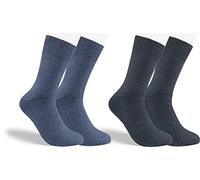RS. Harmony Socken Thermo, Baumwoll Strumpf mit Softrand, ohne Gummidruck, Weich und Warm, für Damen und Herren, 2 Paar, mittel-, dunkel-jeans, 43-46