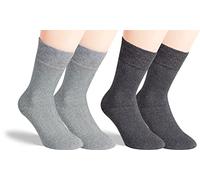RS. Harmony Socken Thermo, Baumwoll Strumpf mit Softrand, ohne Gummidruck, Weich und Warm, für Damen und Herren, 2 Paar, silber, anthrazit, 39-42