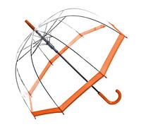 RSK Regenschirm Transparent Durchsichtig Glockenschirm Automatik oranger Rand
