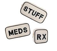 RSRSLEII Rx MEDS STUFF Canvas-Pakete, niedlicher Chenille-Buchstaben-Aufnäher, Medikamenten-Make-up-Tasche mit Metall-Reißverschluss, Mini-Reise-Erste-Hilfe-Geldbörse, Organizer, maschinenwaschbar (3
