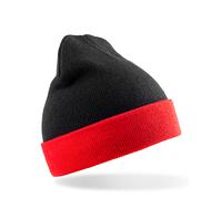 RT930 Result Strickmütze mit breitem Umschlag in Kontrastfarben Black One Size