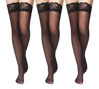 RTBRCG 3 Paar Halterlose StrüMpfe Damen Sexy, Halterlose StrüMpfe, Spitzendesign Stockings, Sexy StrüMpfe für Valentinstag/Halloween/Themenpartys/Feierlichkeiten