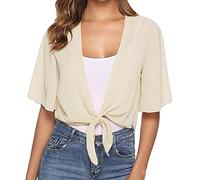 rtdgcv Cardigan Feinstrick Damen-Bolero-Cardigan aus Chiffon mit kurzen Ärmeln und kurzen Ärmeln Strickjacke Für Herren (Beige, S)