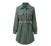 Rtdgcv Cordkleid Damen Herbstkleid Knielang Freizeitkleid Mit Bindegürtel Blusenkleid Langarm Winter Shirtkleid Freizeitkleider in Hemdblusen-Optik