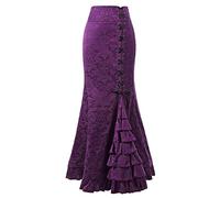 rtdgcv Damen Retro Gothic Casual Jacquard Fischschwanzrock Maxirock MeerjungfrauRock RosaSexy, Schön, Charmant Elegant (Purple, L)