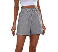 rtdgcv Weiße Hose Damen 46 Lässige Shorts aus Leinen für Damen, hoch taillierte, Bequeme Shorts, Sommer, Baumwolle, Outfits, modische Kleidung mit Taschen Skibekleidung Damen Hose (Black, L)