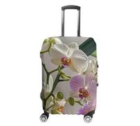 RTFGHJS Bunte Orchideen und Blumen, elastische Gepäckabdeckungen für Koffer, Reisegepäck, kratzfest, waschbar, passend für 48,3 - 81,3 cm Gepäck, weiß, M