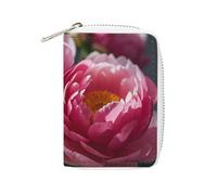 RTFGHJS Farbenfrohes Surfbrett-Kartenetui aus PU-Leder - schlanker, langlebiger Kreditkarten-Organizer für Damen und Herren, Schöne Pfingstrosen-Blume, 16x11.5cm