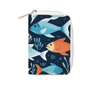 RTFGHJS Fire and Water Phoenix Kartenhalter aus PU-Leder, schlanker, langlebiger Kreditkarten-Organizer für Damen und Herren, Fisch-Muster., 16x11.5cm