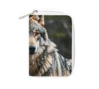 RTFGHJS Fire and Water Phoenix Kartenhalter aus PU-Leder, schlanker, langlebiger Kreditkarten-Organizer für Damen und Herren, Wölfe Wildlife, 16x11.5cm