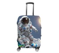 RTFGHJS Lustige Astronauten-Dinosaurier-Raketen-Gepäckabdeckung, elastische Gepäckabdeckungen für Koffer, Reisegepäck, kratzfest, waschbar, passend für 48,3 - 81,3 cm Gepäck, weiß, L