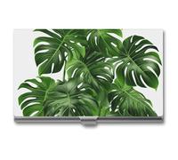 RTFGHJS Monstera Deliciosa Bananenpalme Visitenkartenhalter Metall Slim Namenskartenetui Tasche Kartenhalter für Frauen oder Männer Namenskarten Booklet für Profis, Führungskräfte, Monstera Deliciosa