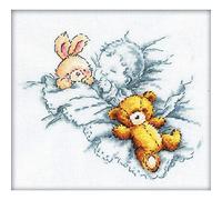 RTO Baby schläft Kreuzstichset, Baumwolle, Mehrfarbig, 20x18 cm