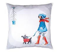 RTO CU034 Winterspaziergang Kreuzstichkissen, Baumwolle, Mehrfarbig, 40x40 cm