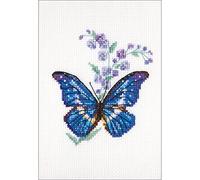 RTO EH364 Polemonium und Schmetterling Kreuzstichset, Baumwolle, Mehrfarbig, 8,5x9,5 cm