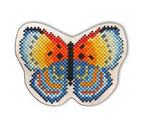 RTO EHW022 Schmetterling Kreuzstichset auf Holzplatte, Baumwolle, Mehrfarbig, 7.3x7.3 cm