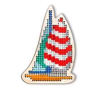 RTO EHW023 Segelschiff Kreuzstichset auf Holzplatte, Baumwolle, Mehrfarbig, 4.9x7.1 cm