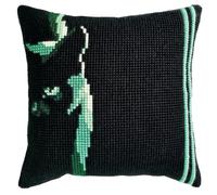 RTO Gestempeltes Kreuzstich-Stickkissen-Set für Erwachsene und Anfänger, Katze im Dunkeln, 40 x 40 cm