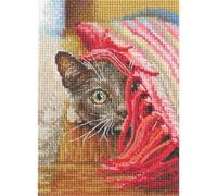 RTO Kreuzstich-Set, flauschige Katze, Deckenbeobachter C422, 9 x 12,5 cm, Stickerei, Handarbeit, DIY