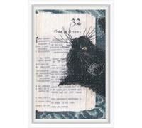 RTO Kreuzstich-Set, Motiv: schwarze Katze, Buch-Design, 8,5 x 13,5 cm, Stickerei, Handarbeit, DIY