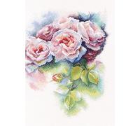 RTO Kreuzstich-Stickerei-Set für Erwachsene, Blumen, Pink Bliss, 25 x 31,5 cm, 14 CT