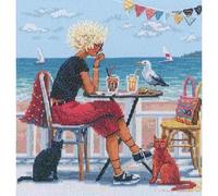 RTO Kreuzstich Stickpackung "Urlaub am Meer", Zählmuster, 21,5x23cm
