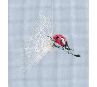 RTO Kreuzstich-Stickset für Erwachsene, Insekten, Blumen - auf dem Löwenzahn-Fallschirm, 11 x 12,5 cm, 14 CT