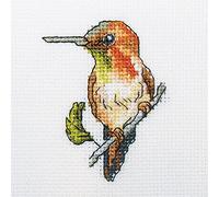 RTO Kreuzstich-Stickset für Kinder, Erwachsene und Anfänger, Vögel - Kolibri 10 x 10 cm/3,9 x 3,9 14 CT