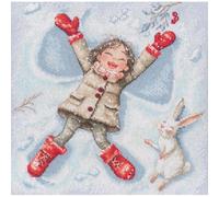 RTO M1102 Kreuzstich-Set "Schneeengel-Mädchen", vorsortierte Garne, weißer Aida-Stoff, fortgeschrittene Stufe mit 32 Farben
